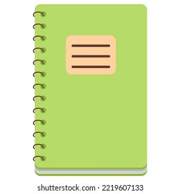 Notebook with spiral binder.Planner, organizer isolated on white background. School notebook.Vertical blank copybook.