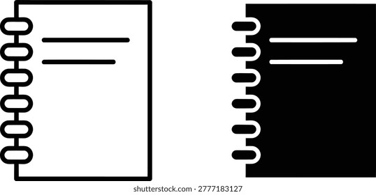 Notebook with spiral binding icon outline and solid