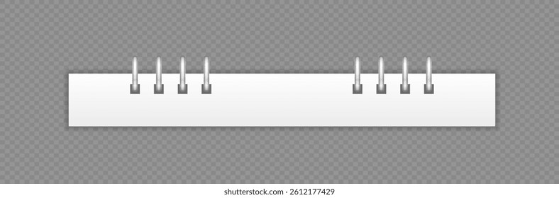 Notebook with spiral binding shows note in book on blank horizontal paper. Notepad vector supports business design, isolated for office. Illustration shows school spring space and white education temp