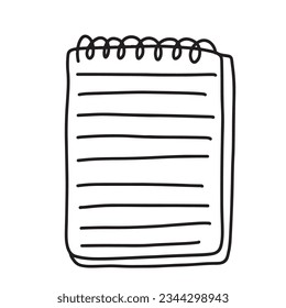 Elemento escolar Doodle de la espiral de cuaderno. De vuelta a la educación de los escolares.