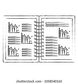 notebook in spiral with infographic statistics report investment