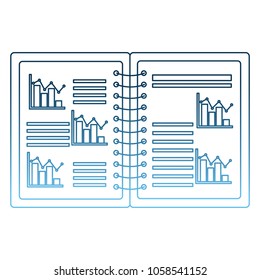 notebook in spiral with infographic statistics report investment