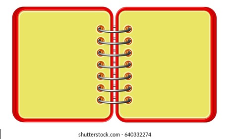 notebook with a spiral layout, blank yellow pad, a block for notes