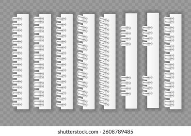 Notebook spiral layout includes note and book in blank horizontal paper notepad. Vector graphic supports business design isolated in office. Illustration is school-themed for spring space in white