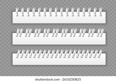 Notebook spiral layout includes note and book in blank horizontal paper notepad. Vector graphic supports business design isolated in office. Illustration is school-themed for spring space in white