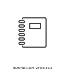 Notebook Spiral line icon. Outline icon vector of a spiral-bound notebook. This icon symbol fits note-taking, study, and educational documentation.