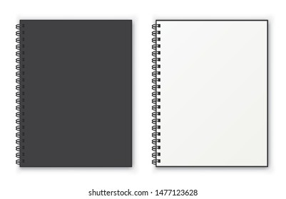 Notebook spiral mockup. Realistic vector
