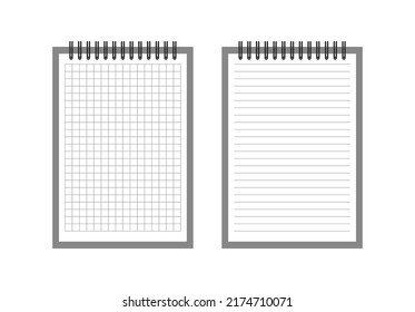 notebook spiral. notepad on a spiral cage ruler. Vector illustration. stock image.