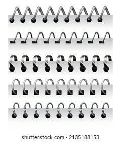 Notebook spirals, wire steel ring bindings and springs for diary. Spiral binder or ringed for paper calendar. Can use as page or notepad divider