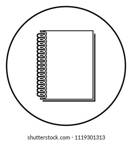 Notebook with spring icon black color in circle round outline