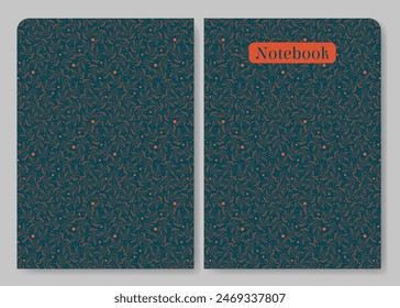Notebook with springtime pattern. Cover page design aesthetic artwork illustration. Composition book Vector template
