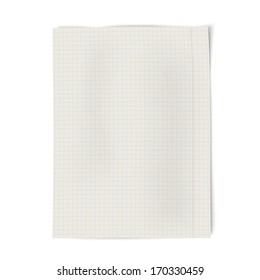 Notebook squared paper isolated on white background
