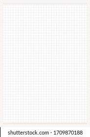 Notebook squared paper sheet.  Exercise book page. Perfect for planner, notebook, school, print. A4 sheet proportion.