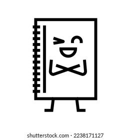 notebook stationery character line icon vector. notebook stationery character sign. isolated contour symbol black illustration