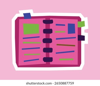 Notebook Sticker with Flat Soft Color Palette in Cutout Style