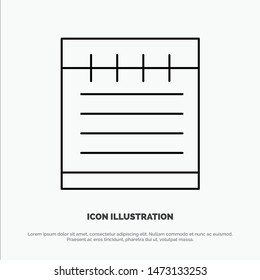 Notebook, Study Education, School Line Icon Vector