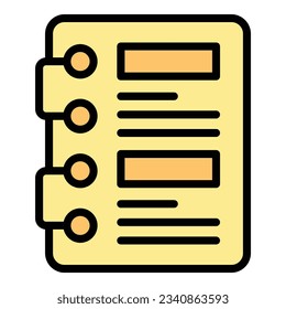 Notebook study icon outline vector. Case research. Success learn color flat