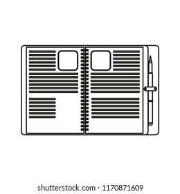 Notebook study line icon isolated on white background. Outline thin education business sheet vector.