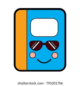 notebook with sunglasses school supplies kawaii icon image 