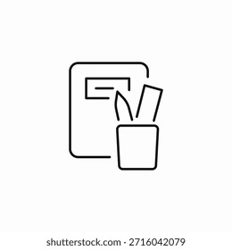 Vector de signo de icono de contenedor de suministros de cuaderno
