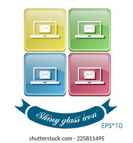 notebook with symbol a letter envelope, mail icon