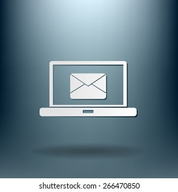 notebook with symbol a letter envelope, mail icon