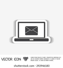 notebook with symbol a letter envelope, mail icon