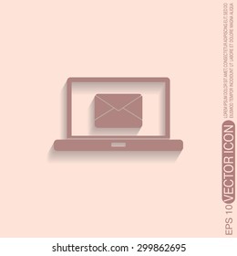 notebook with symbol a letter envelope, mail icon