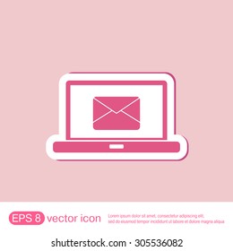 notebook with symbol a letter envelope, mail icon