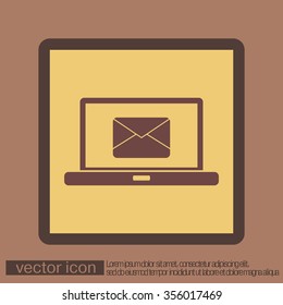 notebook with symbol a letter envelope, mail icon