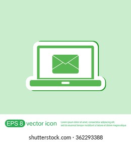 notebook with symbol a letter envelope, mail icon
