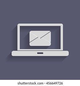 notebook with symbol a letter envelope, mail icon
