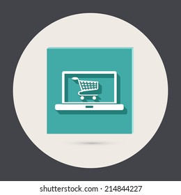 notebook with symbol shopping cart