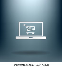 notebook with symbol shopping cart
