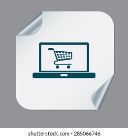 notebook with symbol shopping cart