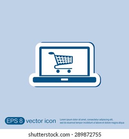 notebook with symbol shopping cart