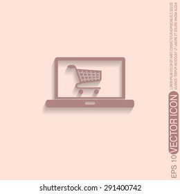 notebook with symbol shopping cart