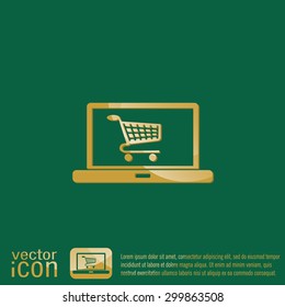 notebook with symbol shopping cart