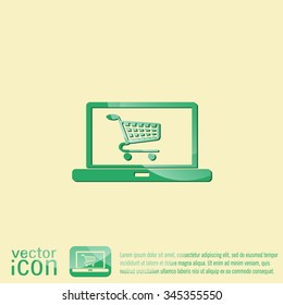 notebook with symbol shopping cart