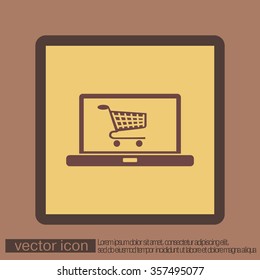 notebook with symbol shopping cart