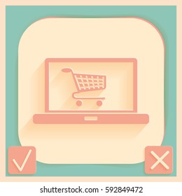 notebook with symbol shopping cart