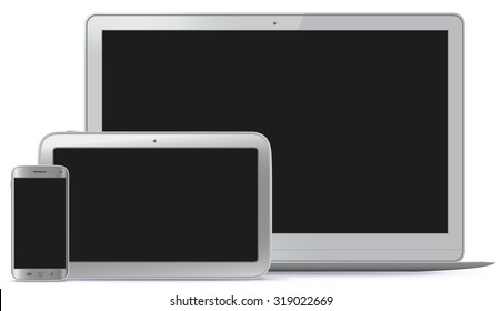 Notebook, Tablet PC, Mobile Phone Vector illustration.