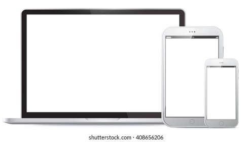 Notebook, Tablet PC, Mobile Phone Vector illustration.