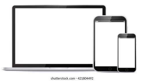 Notebook, Tablet PC, Mobile Phone Vector illustration.
