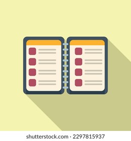 Notebook task schedule icon flat vector. Person event. Busy agenda