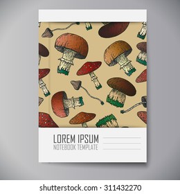 Notebook template. Autumn subject. Hand drawn cover.