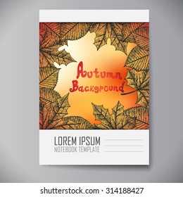 Notebook template. Autumn subject. Hand drawn cover.