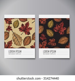 Notebook template. Autumn subject. Hand drawn cover.