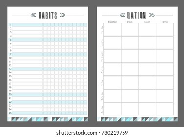 Notebook template, Budget ration, vector