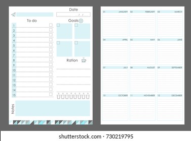 Notebook template, Day month, vector